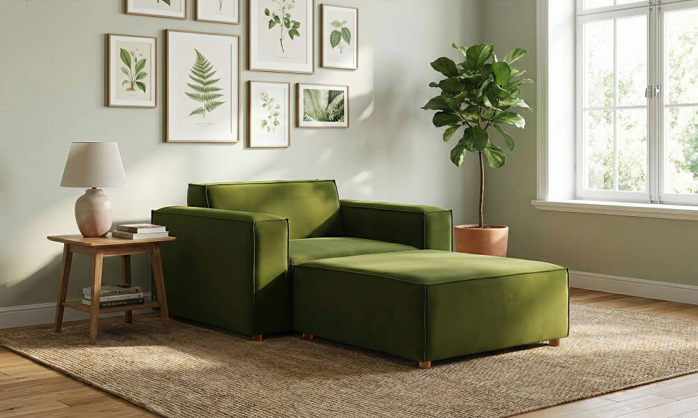 Asana Tekli ve Puf - Kadife (1)