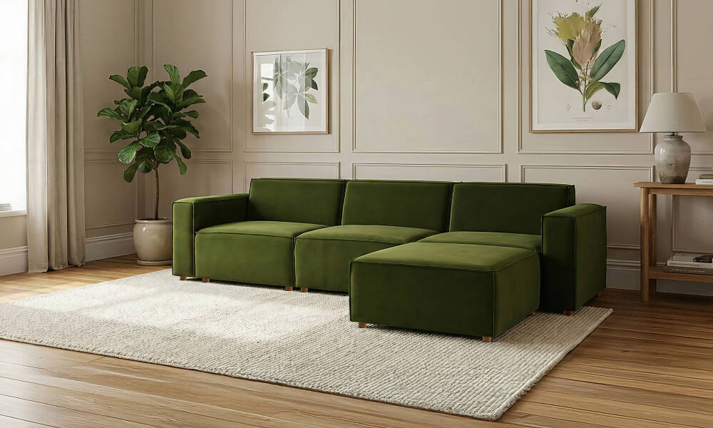 Asana 3 Tekli ve Puf - Kadife (1)