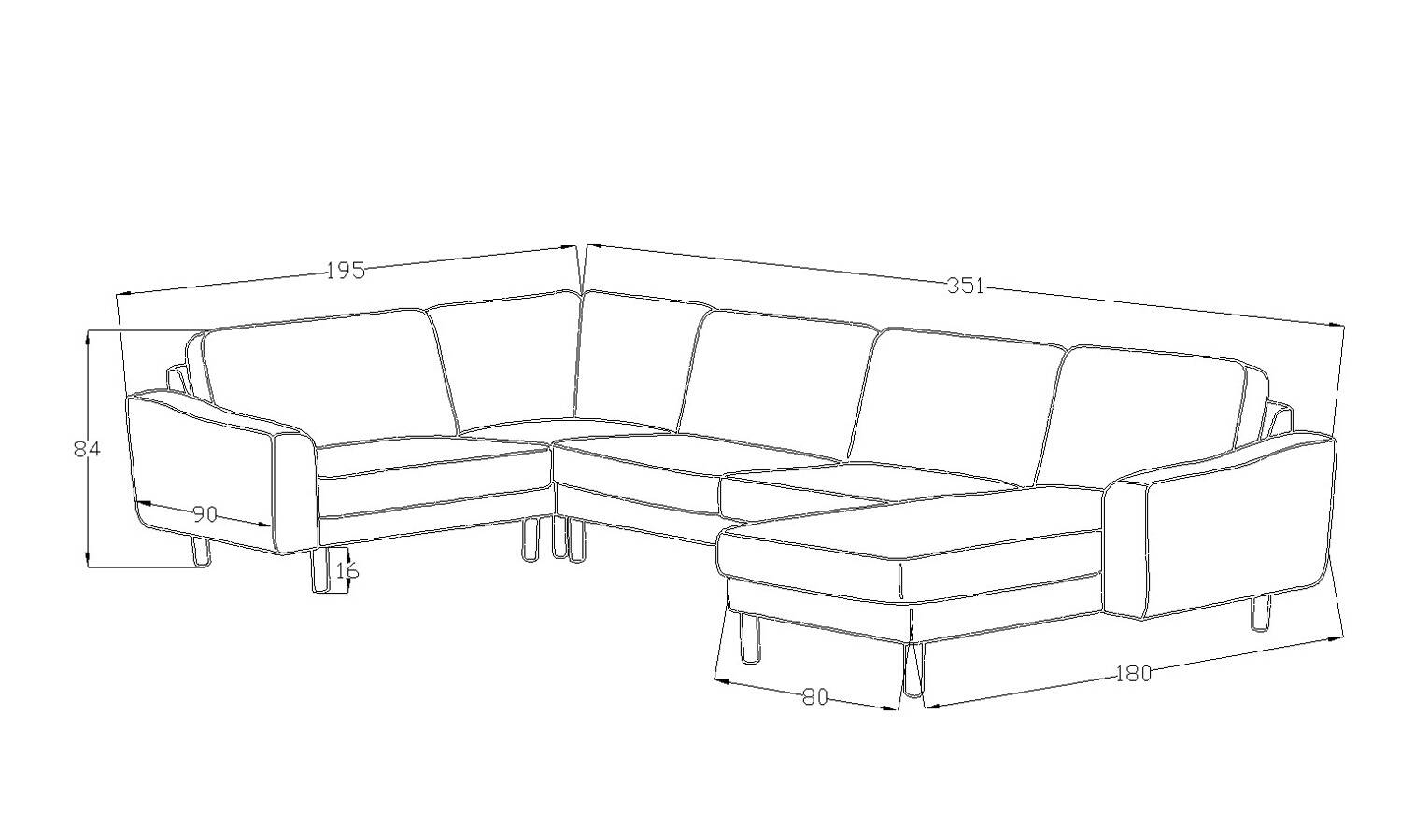 Ölçüler - Lotus Uzanmalı L Köşe Koltuk