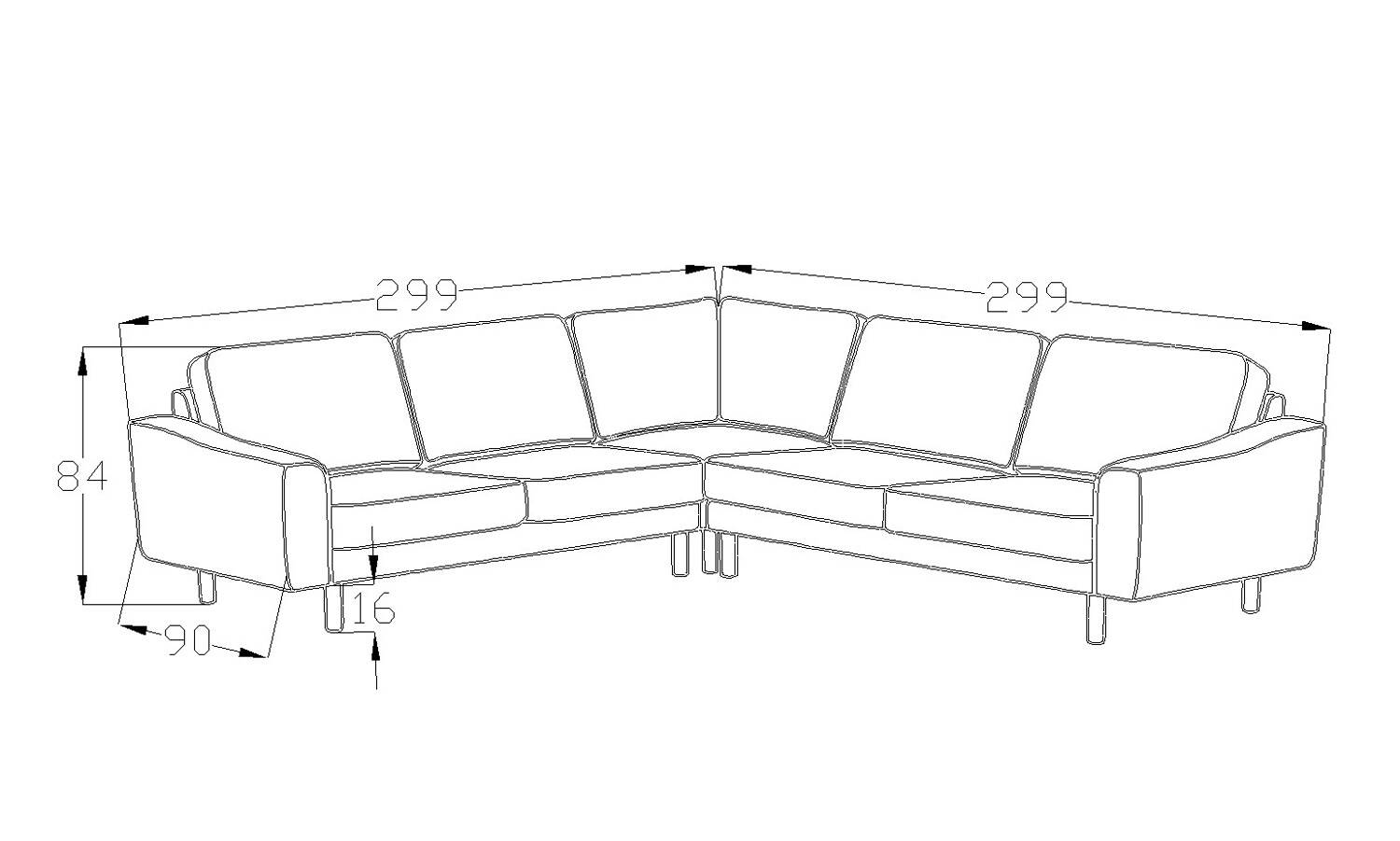 Ölçüler - Lotus L Köşe Koltuk