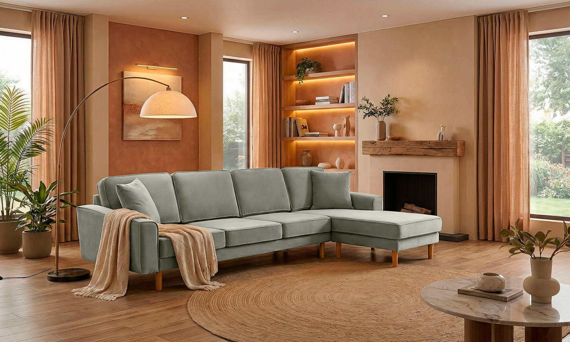 Lotus Dörtlü Uzanmalı - Kadife - 2