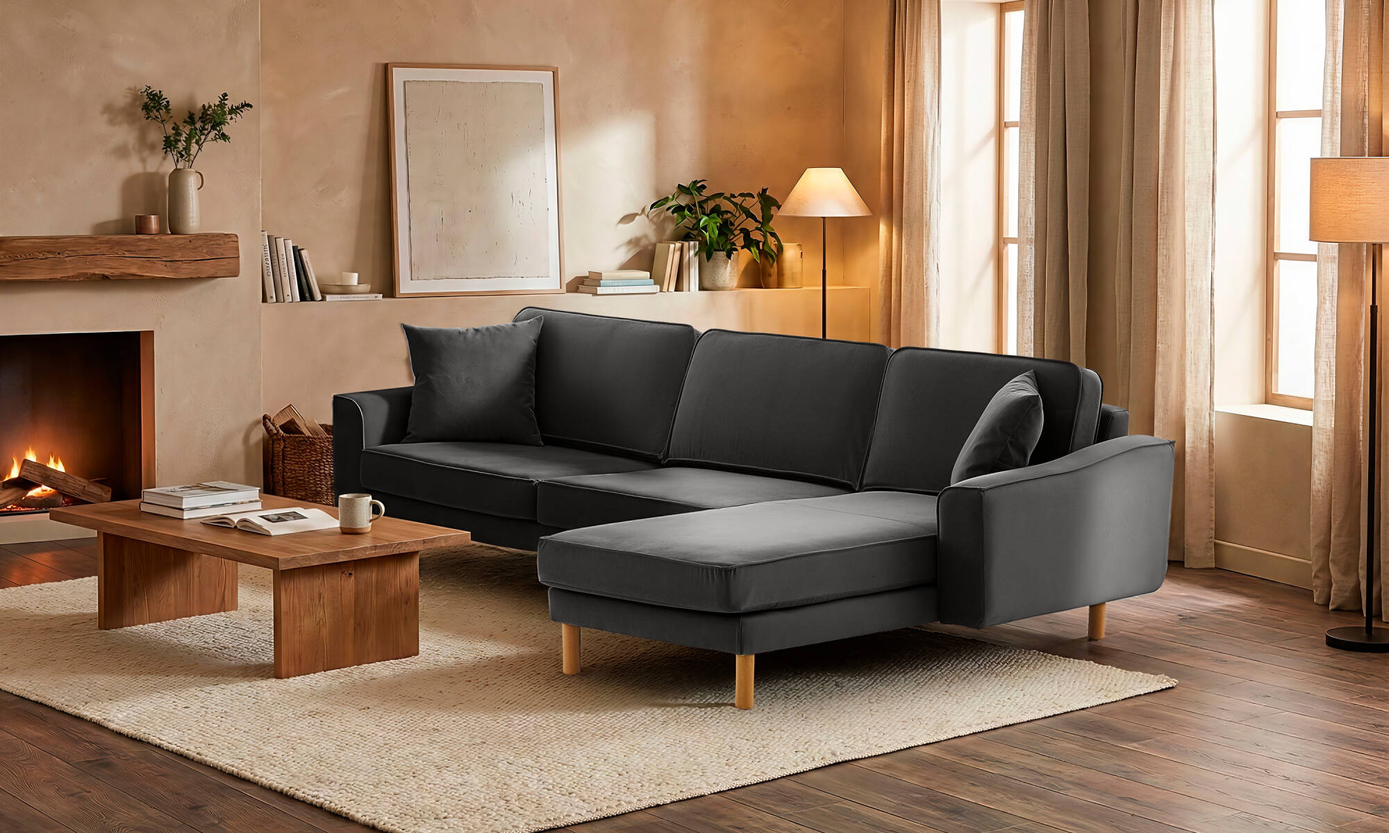 Lotus Üçlü Uzanmalı - Kadife - 2