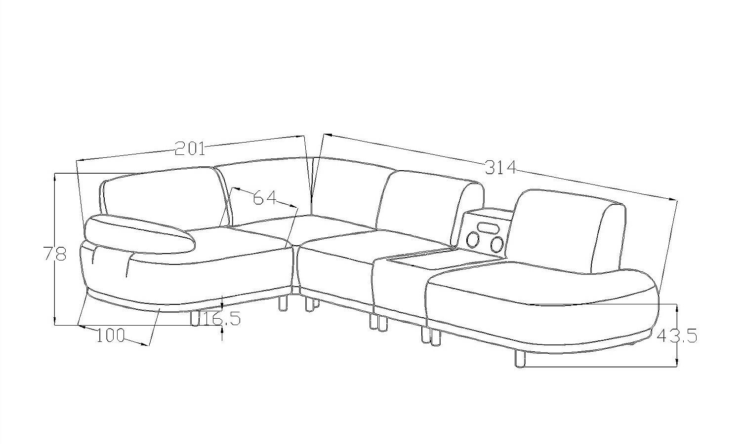 Ölçüler - Sora Köşe Koltuk